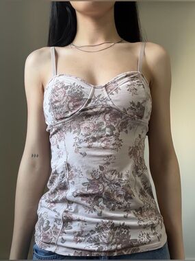 TALULA ARITZIA Bustier Cami Top Floral Blush Pink Size S EUC